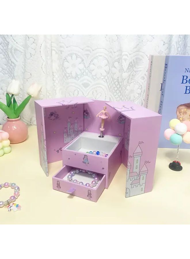 Pink Princess Castle Music Box Hand Cranked No Batteries Birthday Christmas Gift - Image 1