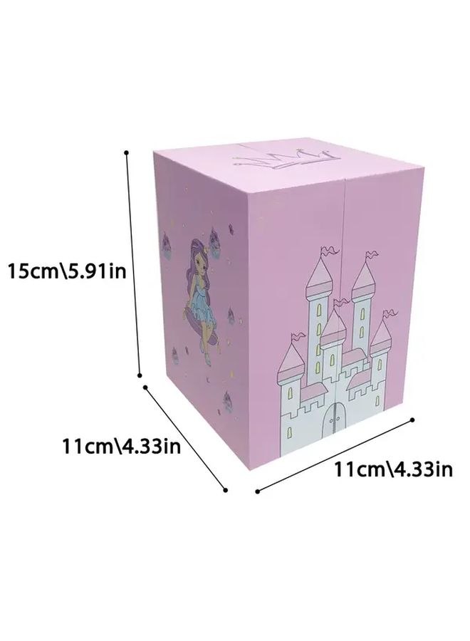 Pink Princess Castle Music Box Hand Cranked No Batteries Birthday Christmas Gift - Image 4