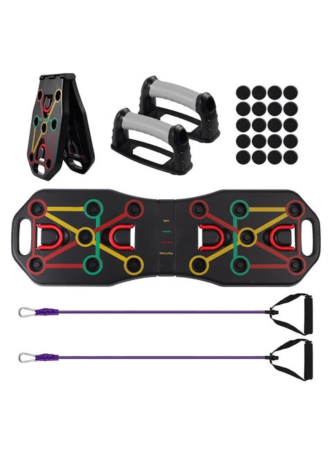 Push Up Board Press Up Board, Multi-function Foldable Push Up Handles, Color Coded Fitness Pushup Stands with Resistance Band for Indoor, Gymnasium, Outdoor Muscle Training Fitness Exercise
