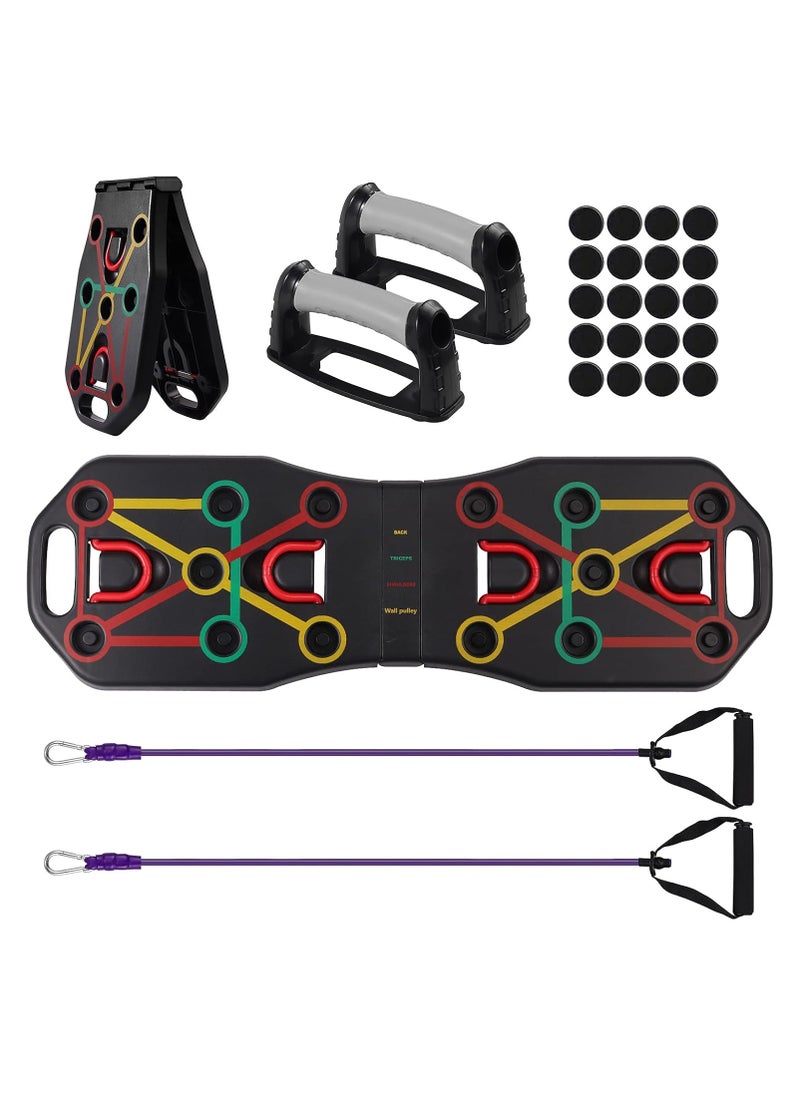 Generic - Push Up Board Press Up Board, Multi-function Foldable Push Up Handles, Color Coded Fitness Pushup Stands with Resistance Band for Indoor, Gymnasium, Outdoor Muscle Training Fitness Exercise - Image 1
