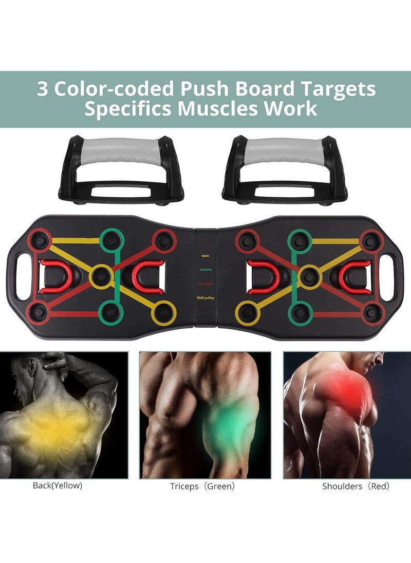 Generic - Push Up Board Press Up Board, Multi-function Foldable Push Up Handles, Color Coded Fitness Pushup Stands with Resistance Band for Indoor, Gymnasium, Outdoor Muscle Training Fitness Exercise - Image 1