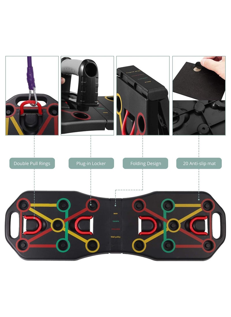 Generic - Push Up Board Press Up Board, Multi-function Foldable Push Up Handles, Color Coded Fitness Pushup Stands with Resistance Band for Indoor, Gymnasium, Outdoor Muscle Training Fitness Exercise - Image 1