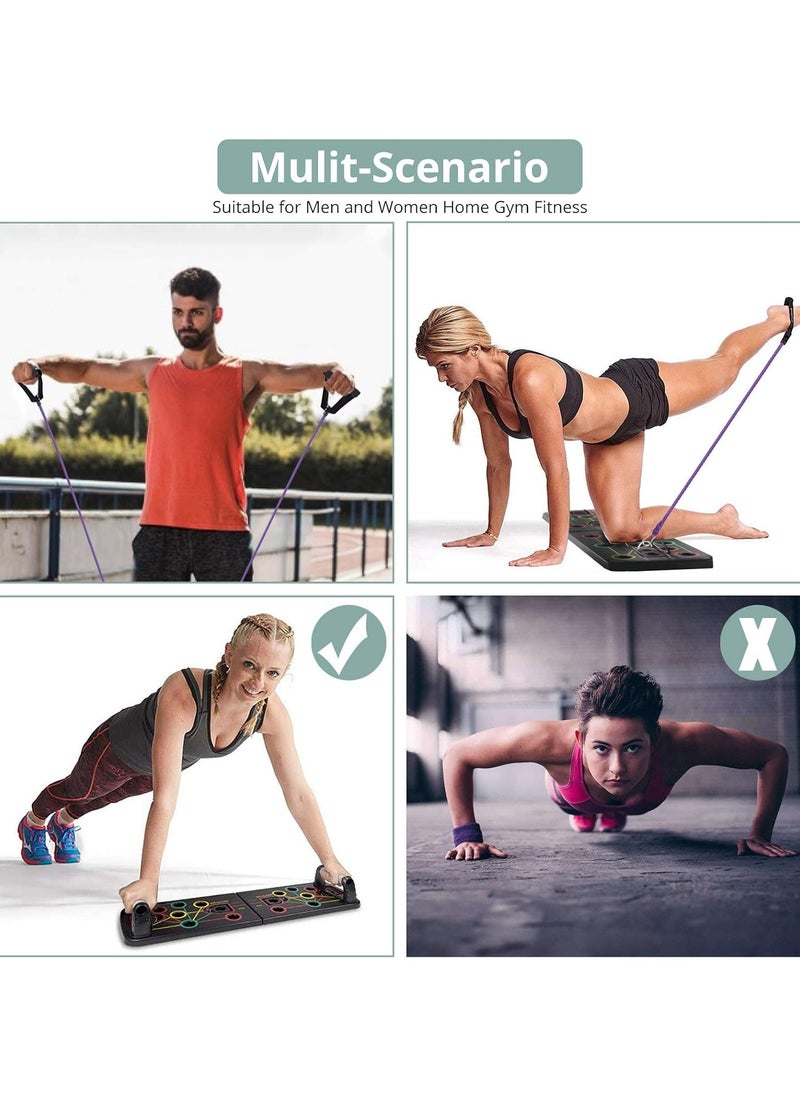 Generic - Push Up Board Press Up Board, Multi-function Foldable Push Up Handles, Color Coded Fitness Pushup Stands with Resistance Band for Indoor, Gymnasium, Outdoor Muscle Training Fitness Exercise - Image 1