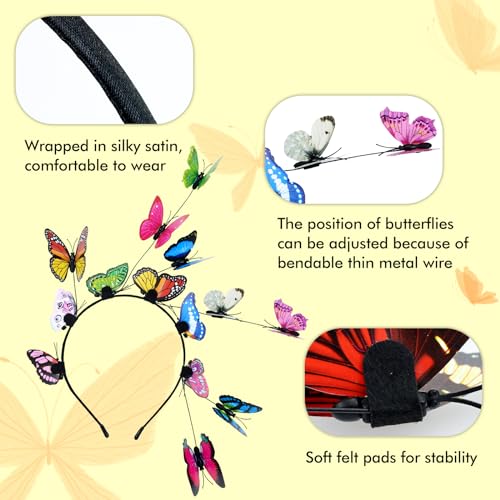 Dizila 2 Pieces Colorful Butterfly Headbands Festival Halloween Carnival Christmas Costume Butterfly Hair Crowns Tiaras Hoops Bands Headpieces for Women Girls Teens - Image 5