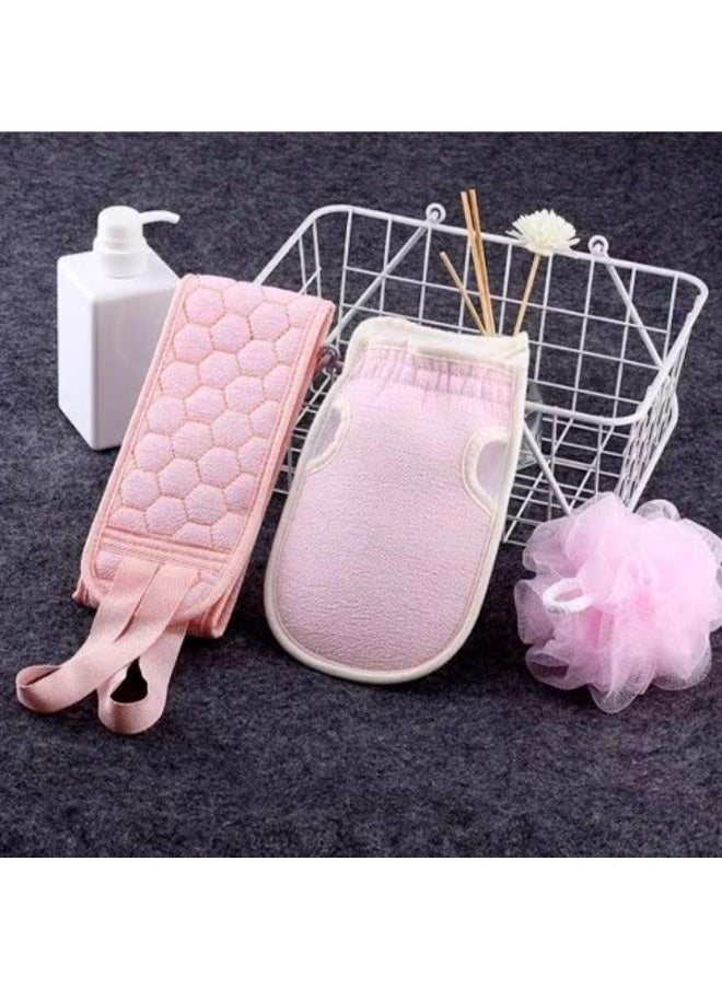 EasyLife Set of Bath Exfoliating Glove, Loofah and Washcloth, Minimalist Fiber Bath Exfoliating Tool Set For Body  - Image 1