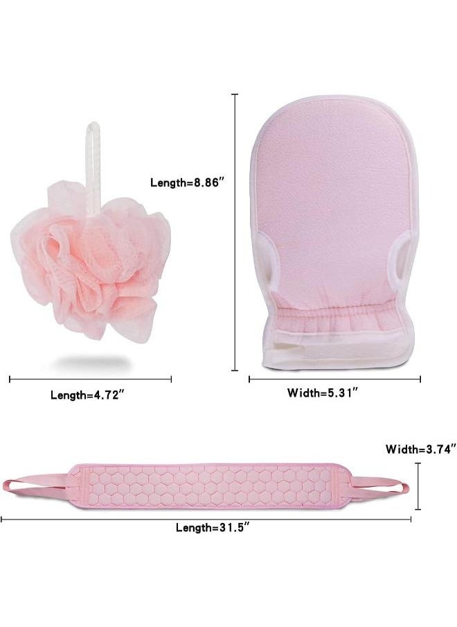 EasyLife Set of Bath Exfoliating Glove, Loofah and Washcloth, Minimalist Fiber Bath Exfoliating Tool Set For Body  - Image 2