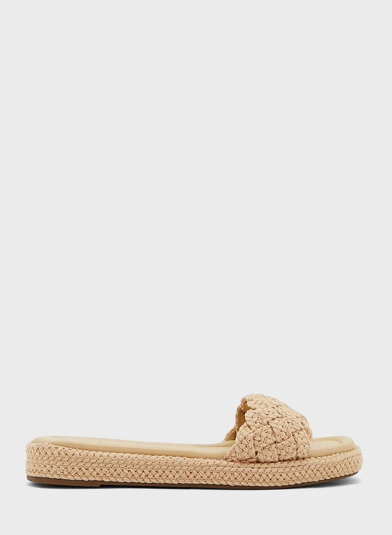 Dune London Lakeview Rafia Flat Sandals