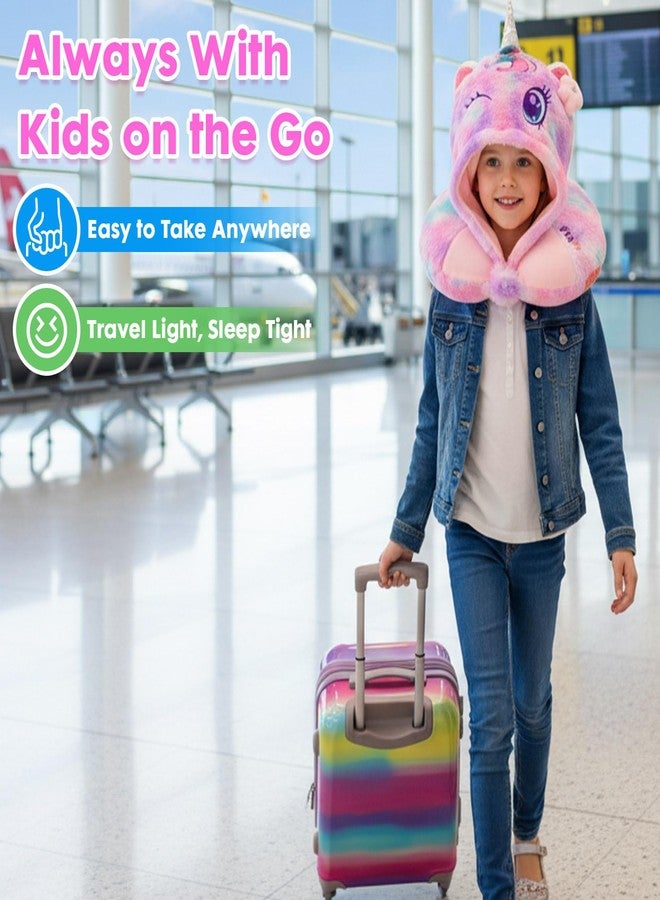 YOYTOO Travel Neck Pillow with Hood for Kids Adult Cute Soft Plush Memory Foam Airplane Neck Pillow for Traveling Animal Flight Pillow Head Rest Neck Support for Cars Long Flights - Image 5