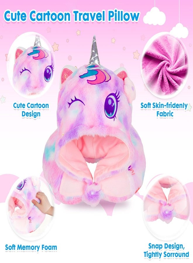 YOYTOO Travel Neck Pillow with Hood for Kids Adult Cute Soft Plush Memory Foam Airplane Neck Pillow for Traveling Animal Flight Pillow Head Rest Neck Support for Cars Long Flights - Image 2