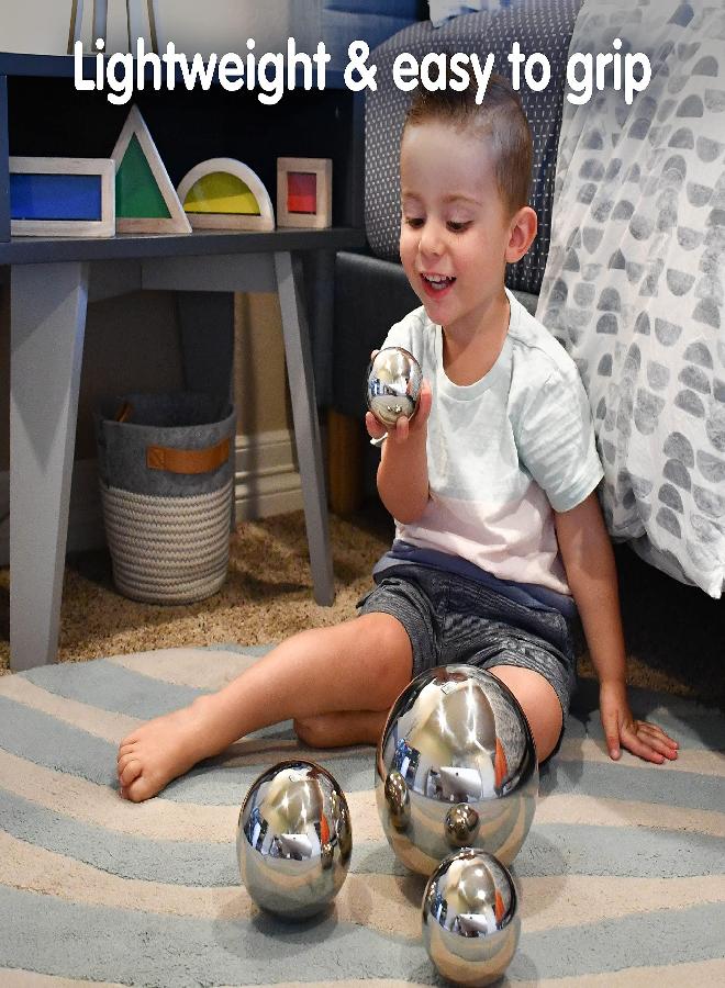 TickiT تيكي - 9322 كرات حسية عاكسة - مجموعة من 4 - كرات مرآة للأطفال والرضع - كرات حسية من الفولاذ المقاوم للصدأ للانعكاسات والألوان - لنوادي الأطفال وغرف النوم الأنيقة - Image 5
