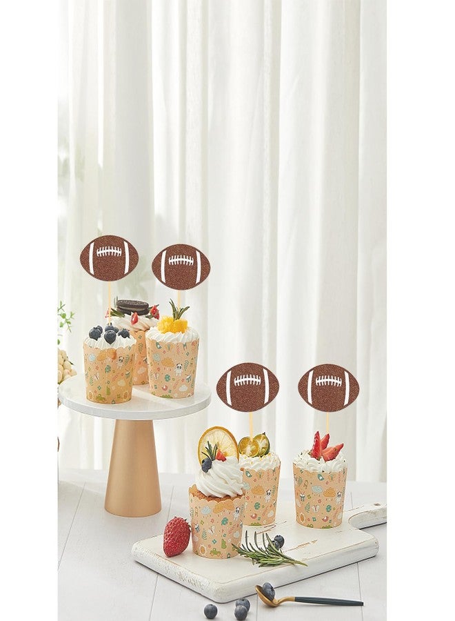 Moitkptt 24pc Glitter Football Cupcake Toppers for Football Party, Baby Shower Decorations - Image 5