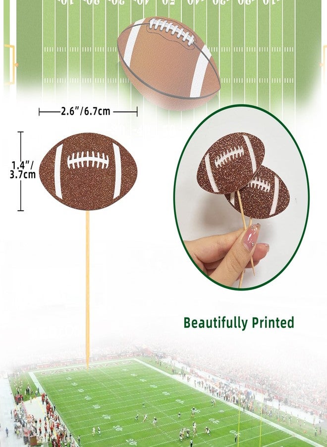 Moitkptt 24pc Glitter Football Cupcake Toppers for Football Party, Baby Shower Decorations - Image 2