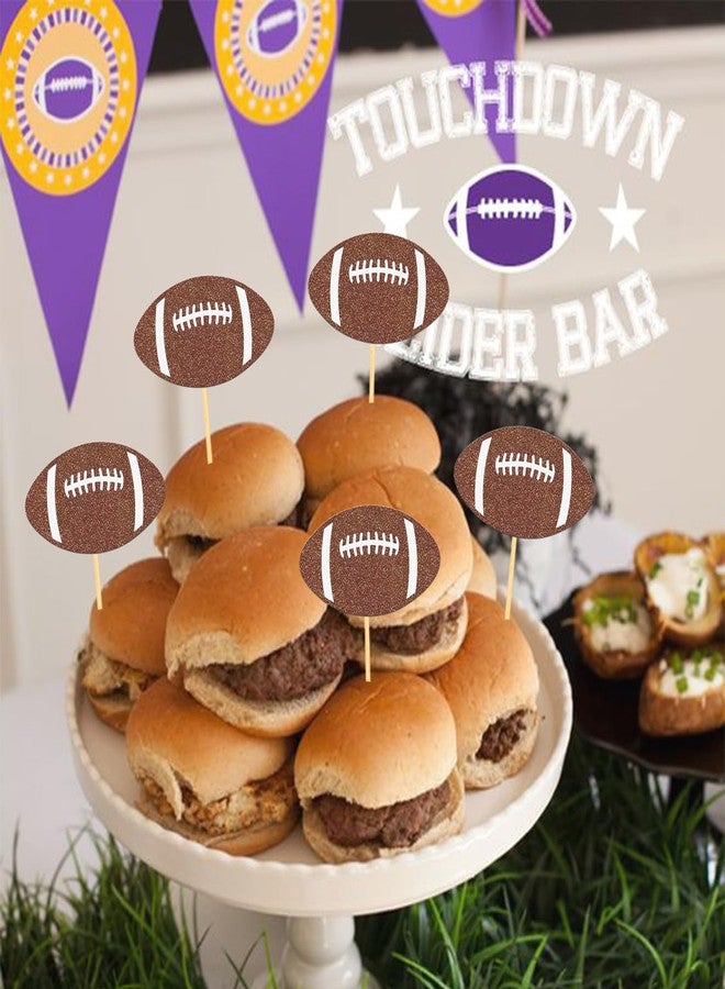 Moitkptt 24pc Glitter Football Cupcake Toppers for Football Party, Baby Shower Decorations - Image 4