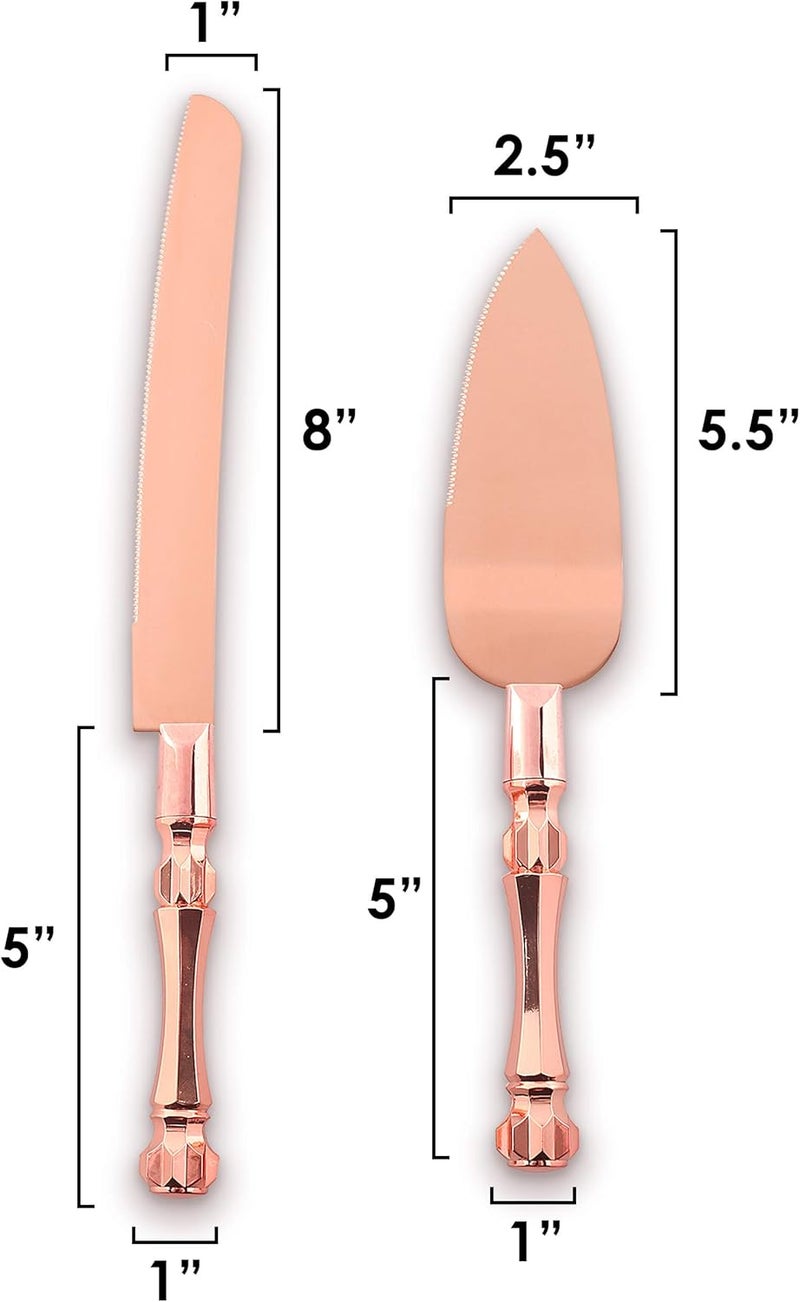 Homi styles Wedding Cake knife and Server Set | Elegant Rose Gold Color Premium 420 Stainless Steel plated Blades | Cake & Pie Serving Set for Wedding Cake, Birthdays, Anniversaries, Parties - Image 4