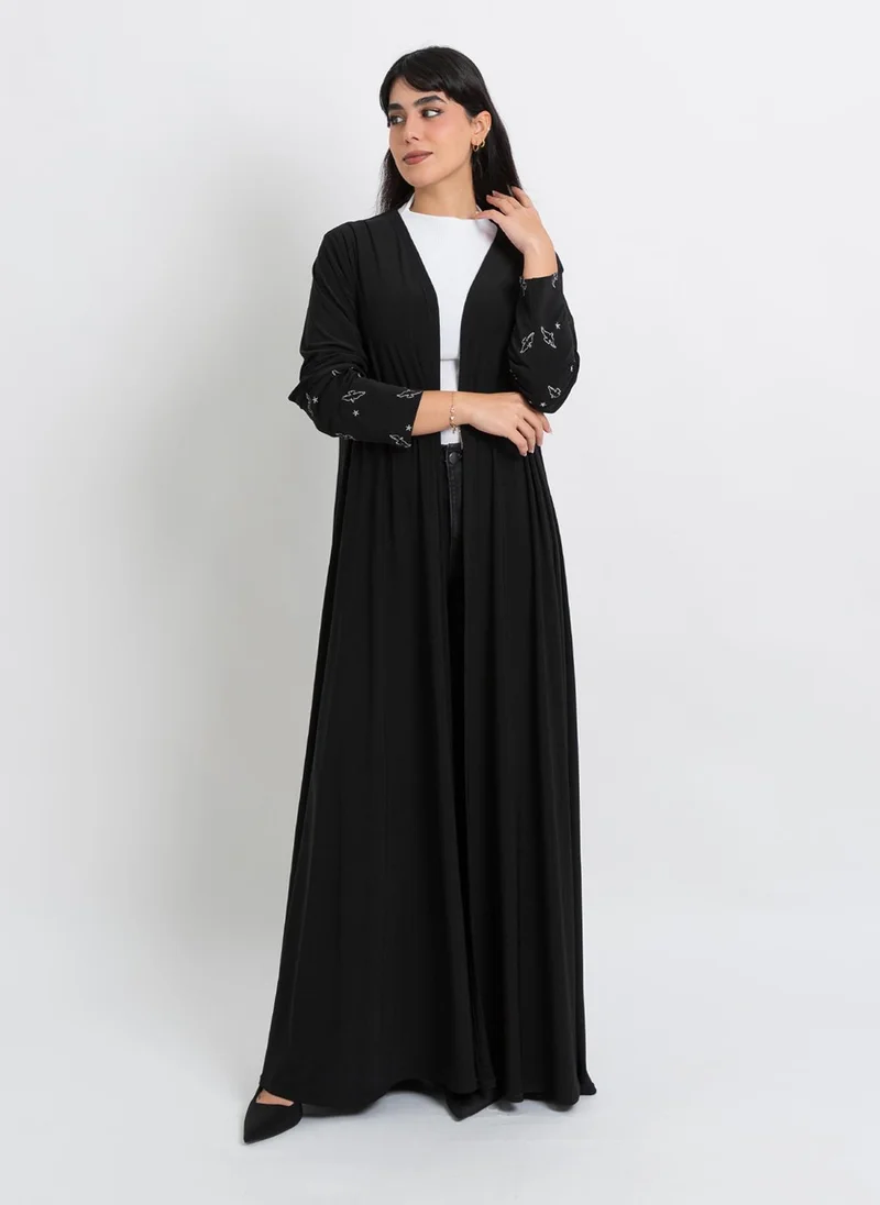 Kaafmeem Peaceful Sky Black A-Cut Abaya