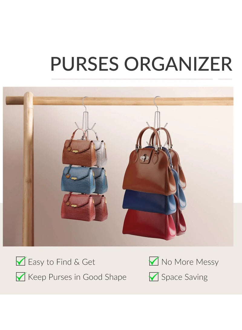 KASTWAVE Purses Handbags Hangers, Purse Handbag Holder, Closet Organization for Purses Handbags Backpacks Tank Tops Belts, Metal Clothes Hangers,  Space Saving Hangers Magic Hangers，2 Pack - Image 2
