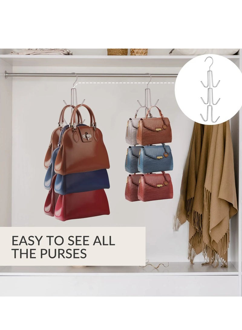 KASTWAVE Purses Handbags Hangers, Purse Handbag Holder, Closet Organization for Purses Handbags Backpacks Tank Tops Belts, Metal Clothes Hangers,  Space Saving Hangers Magic Hangers，2 Pack - Image 3