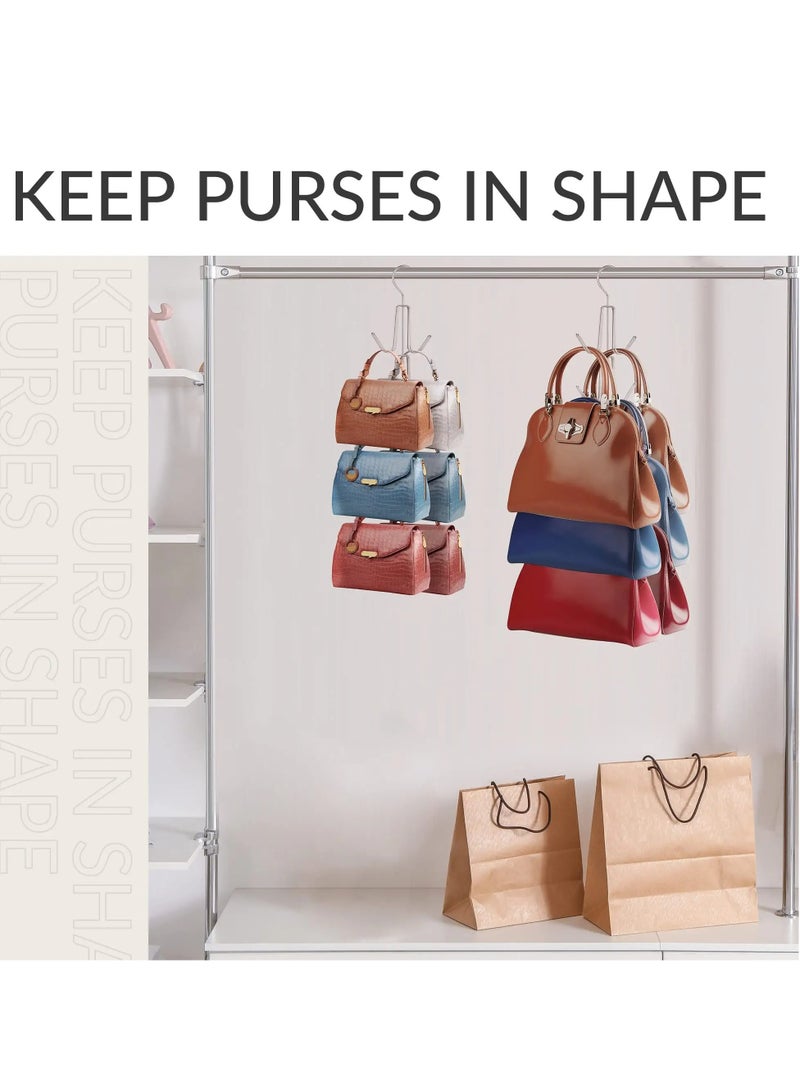 KASTWAVE Purses Handbags Hangers, Purse Handbag Holder, Closet Organization for Purses Handbags Backpacks Tank Tops Belts, Metal Clothes Hangers,  Space Saving Hangers Magic Hangers，2 Pack - Image 4