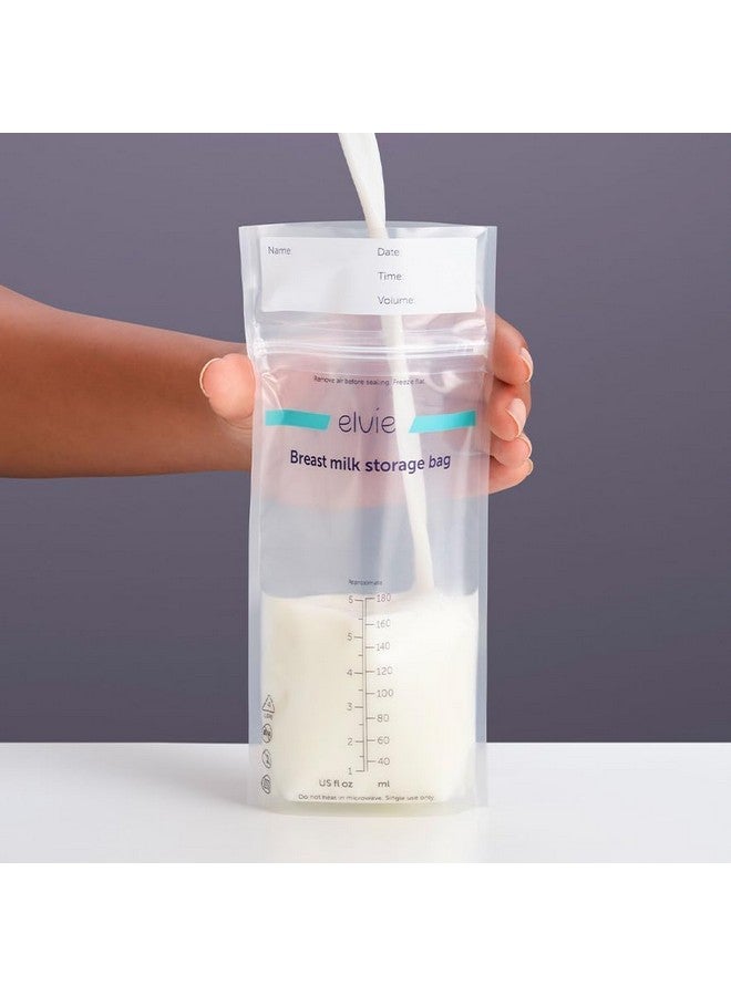ايلفي أكياس تخزين حليب الثدي من Elvie لتخزين حليب الثدي وتجميده وتدفئته في المنزل أو أثناء التنقل l 200 كيس تخزين حليب الثدي المقاوم للتسرب سعة 6 أونصات l سحاب صحي مزدوج الإغلاق - Image 2