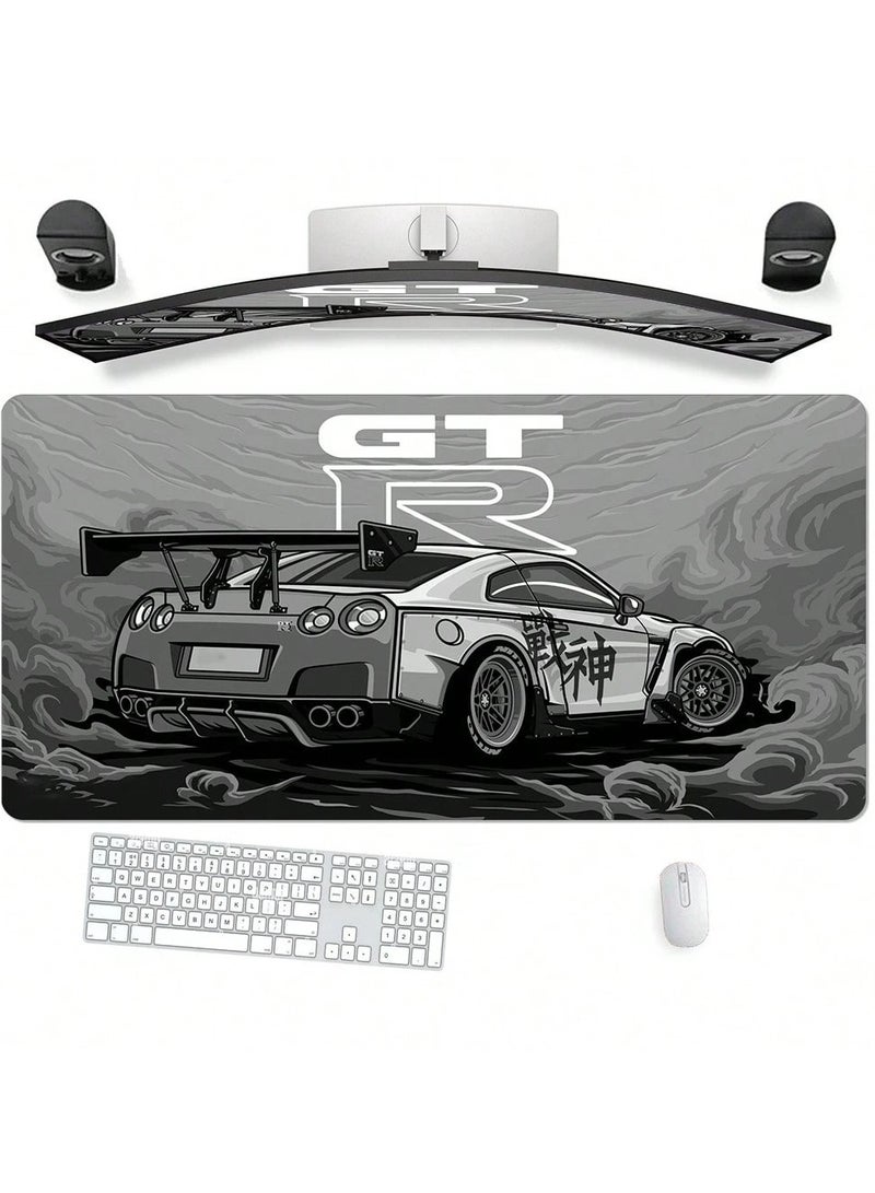 Gaming mouse pad with GTR car design, made with a premium smooth surface and non-slip rubber base. Size: 80 cm x 30 cm. - Image 1