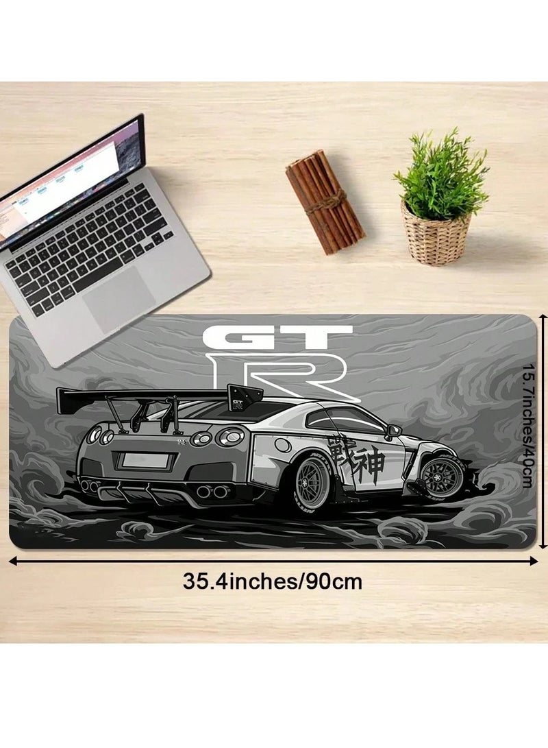 Gaming mouse pad with GTR car design, made with a premium smooth surface and non-slip rubber base. Size: 80 cm x 30 cm. - Image 3