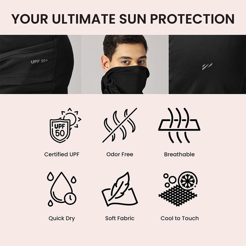 BLUE TYGA Sunscreen Balaclava with UV Protection Pack of 2 | Full Face Mask for Riders | UPF 50+ Protection Facekini Charcoal - Image 3