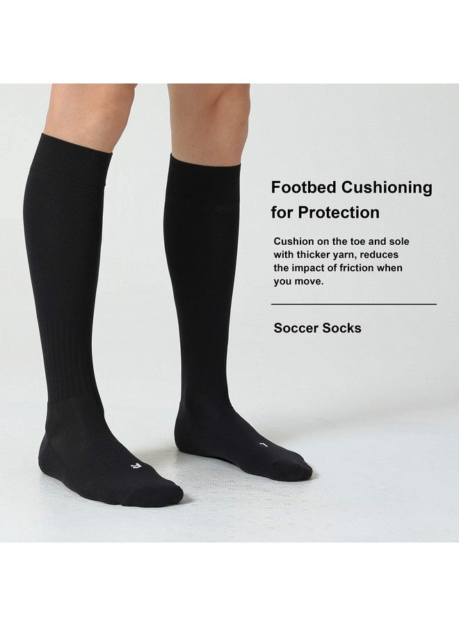 سي إس سيلر سبورت جوارب سيلرسبورت لكرة القدم والبيسبول والكرة اللينة، للأطفال والشباب والبالغين، جوارب طويلة حتى الركبة مع وسادة، لون أسود (عبوة من قطعتين)، مقاس متوسط - Image 4