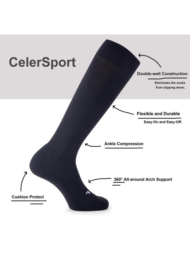 سي إس سيلر سبورت جوارب سيلرسبورت لكرة القدم والبيسبول والكرة اللينة، للأطفال والشباب والبالغين، جوارب طويلة حتى الركبة مع وسادة، لون أسود (عبوة من قطعتين)، مقاس متوسط - Image 5
