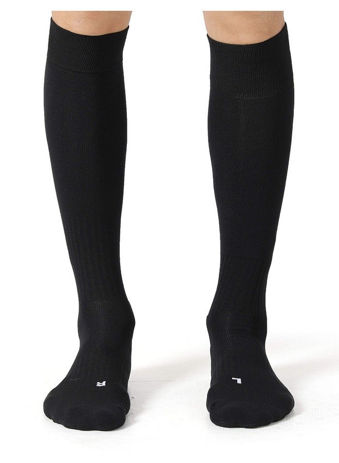 سي إس سيلر سبورت جوارب سيلرسبورت لكرة القدم والبيسبول والكرة اللينة، للأطفال والشباب والبالغين، جوارب طويلة حتى الركبة مع وسادة، لون أسود (عبوة من قطعتين)، مقاس متوسط - Image 1