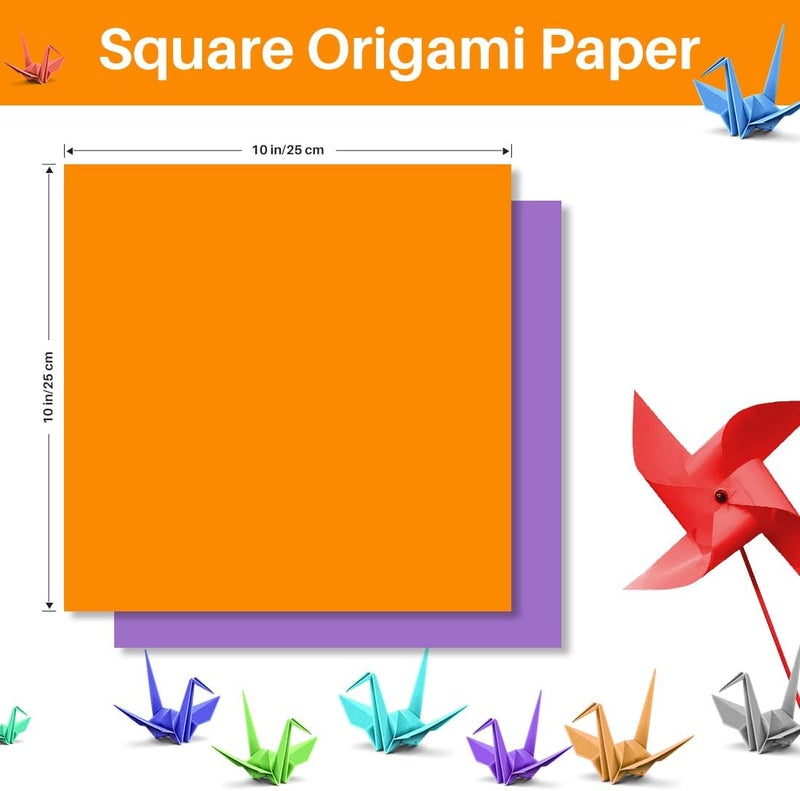 Opret Large Origami Paper 10x10, 50 Vivid Colors, 100 Sheets 10 inch Square Colored Paper, Single Sided Origami for Arts and Crafts Projects, 25x25cm - Image 3