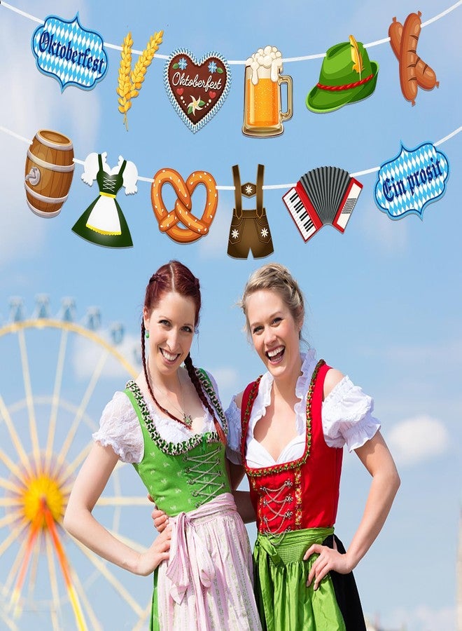 Moitkptt 2Pcs Oktoberfest Banner, Oktoberfest Garland, Bavarian Flag, Oktoberfest Bunting Sign Banner, Backdrop Photo Booth Props for Beer Theme Party Supplies, Oktoberfest Party Decorations - Image 3