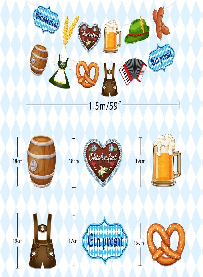Moitkptt 2Pcs Oktoberfest Banner, Oktoberfest Garland, Bavarian Flag, Oktoberfest Bunting Sign Banner, Backdrop Photo Booth Props for Beer Theme Party Supplies, Oktoberfest Party Decorations - Image 2