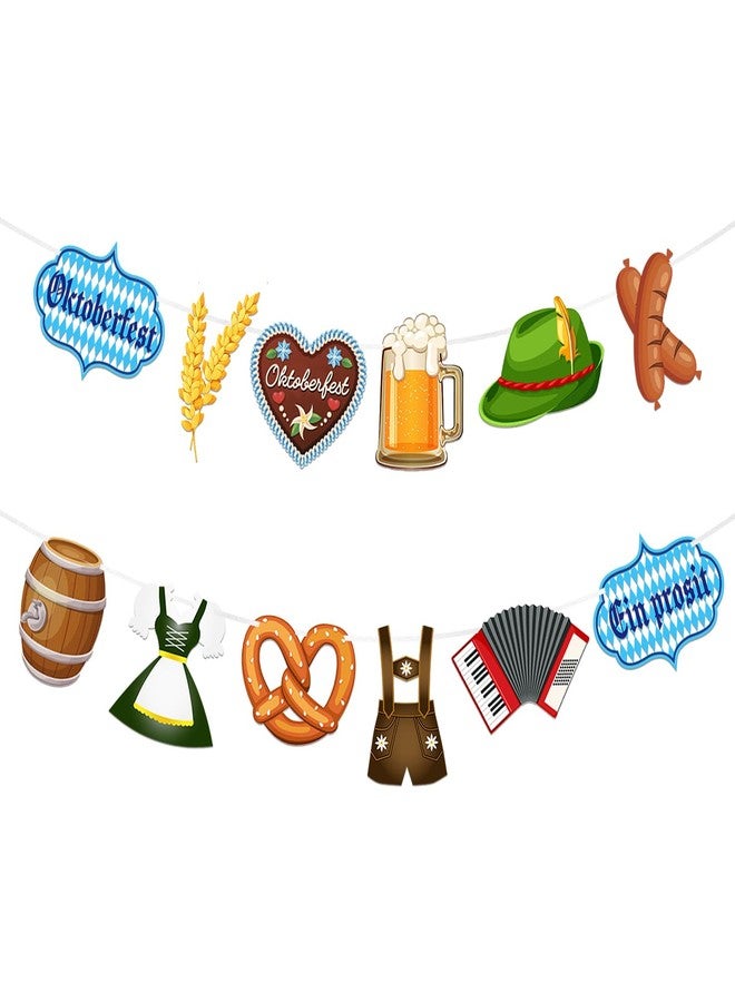Moitkptt 2Pcs Oktoberfest Banner, Oktoberfest Garland, Bavarian Flag, Oktoberfest Bunting Sign Banner, Backdrop Photo Booth Props for Beer Theme Party Supplies, Oktoberfest Party Decorations - Image 1