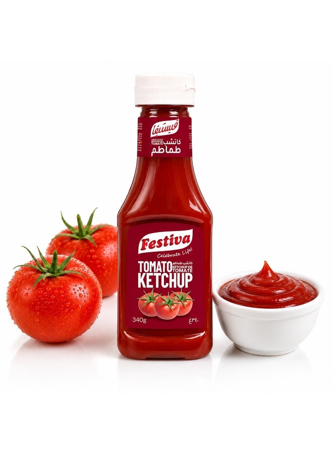 Festiva Premium Tomato Ketchup 340g - Rich Tomato Sauce for Burgers, Sandwiches, Fries and Snacks - Cooking and Dipping Sauce - Image 1