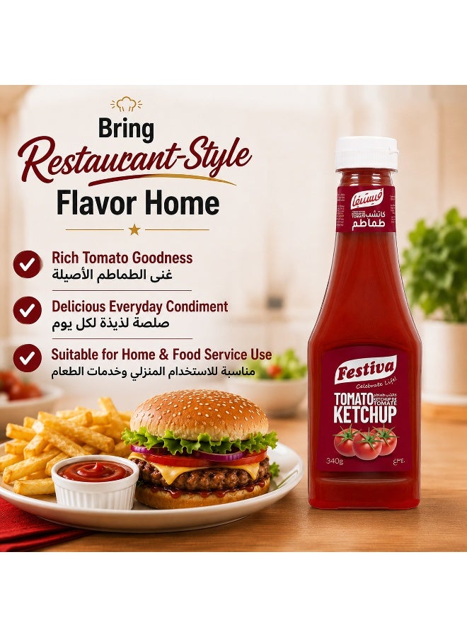 Festiva Premium Tomato Ketchup 340g - Rich Tomato Sauce for Burgers, Sandwiches, Fries and Snacks - Cooking and Dipping Sauce - Image 5