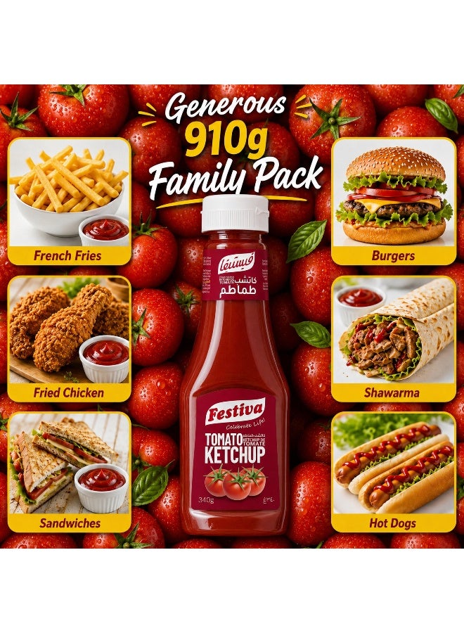 Festiva Premium Tomato Ketchup 340g - Rich Tomato Sauce for Burgers, Sandwiches, Fries and Snacks - Cooking and Dipping Sauce - Image 3