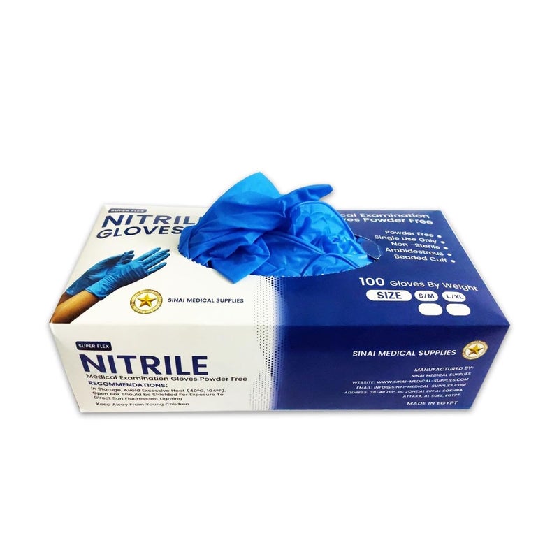 Super Flex Nitrile Gloves, Medical Examination, Powder-Free, Blue (M) - Image 3