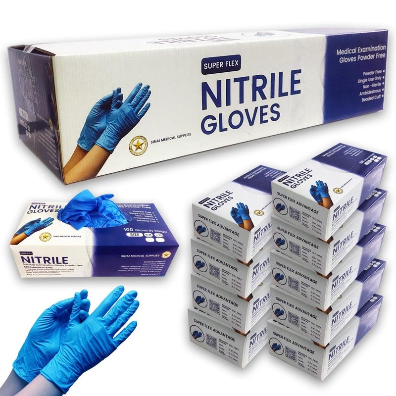 Super Flex Nitrile Gloves, Medical Examination, Powder-Free, Blue (M) - Image 2
