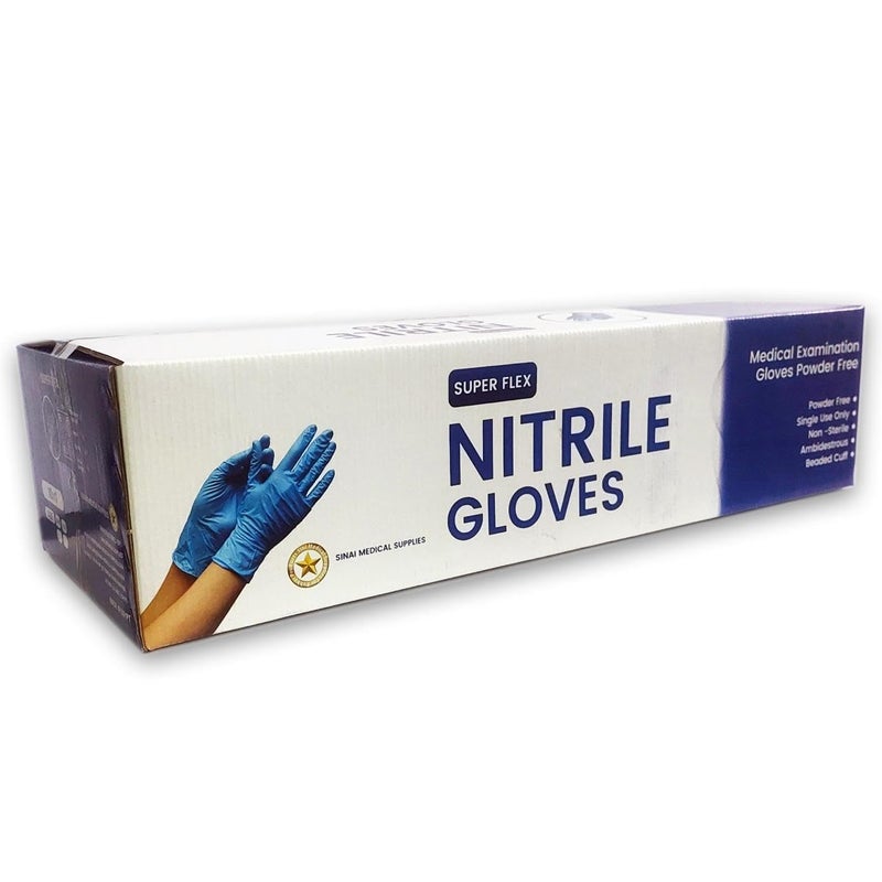 Super Flex Nitrile Gloves, Medical Examination, Powder-Free, Blue (M) - Image 5