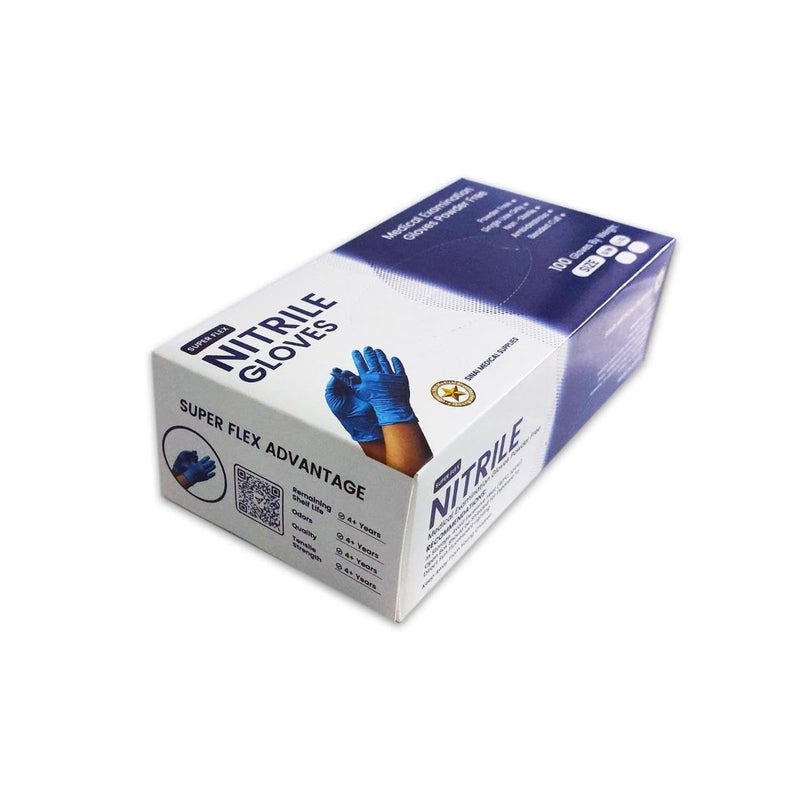 Super Flex Nitrile Gloves, Medical Examination, Powder-Free, Blue (M) - Image 4