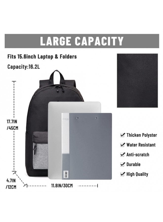 VASCHY Backpack for Men, Water-Resistant School Backpack Bookbag Schoolbag Teens Casual Daypack Work Black - Image 1