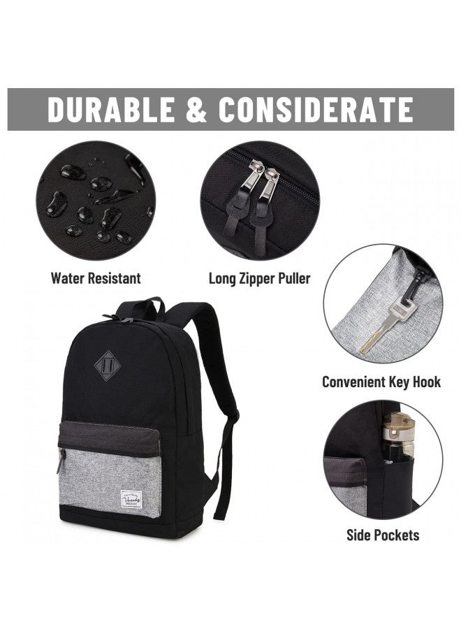 VASCHY Backpack for Men, Water-Resistant School Backpack Bookbag Schoolbag Teens Casual Daypack Work Black - Image 3