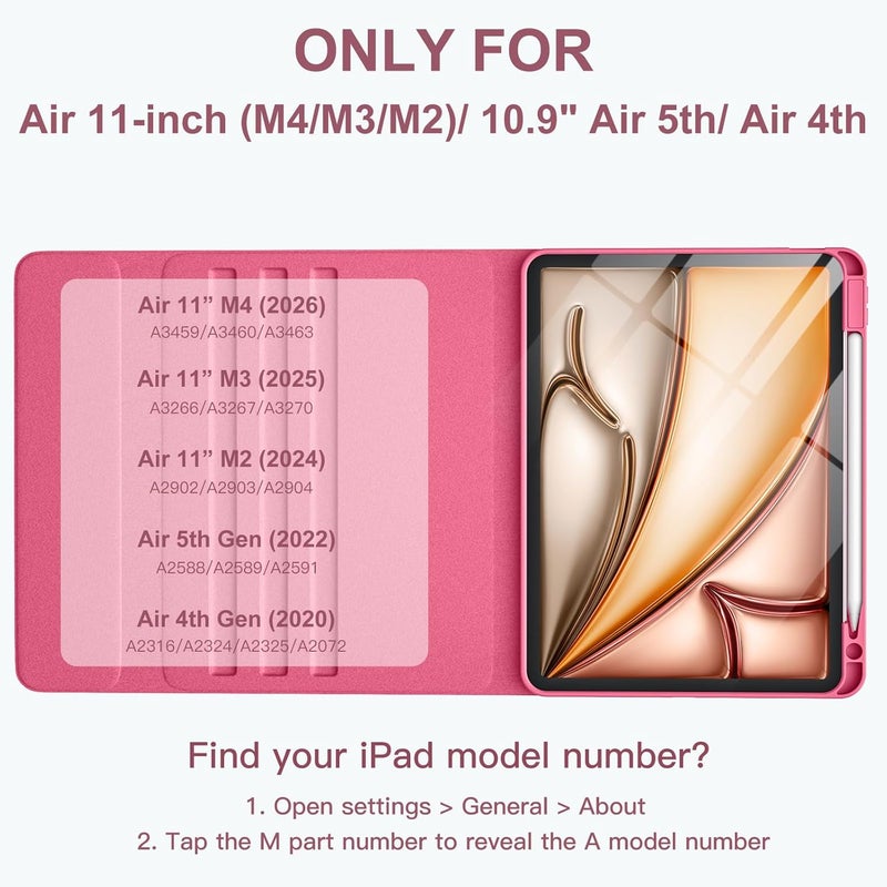 متوافقة مع iPad Air 11 بوصة M2 / 10.9 بوصة Air الجيل الخامس والرابع مع لوحة مفاتيح قابلة للفصل مع إضاءة خلفية، غطاء مجلد مع حامل قلم لـ iPad Air 11 2024 / Air 5 / Air 4 (بطيخ) - Image 2