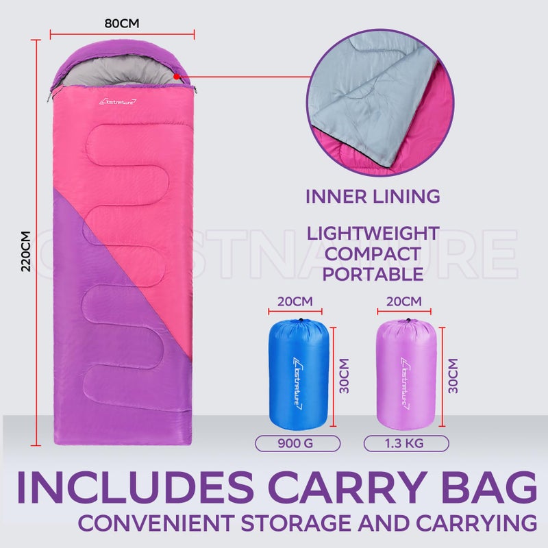 Clostnature Sleeping Bag for Adults and Kids - Compact Lightweight Sleeping Bag for Children, 4 Season Ultralight Sleeping Bag with Pillow for Summer, Winter, Girls, Boys - Storage Sack Included - Image 2