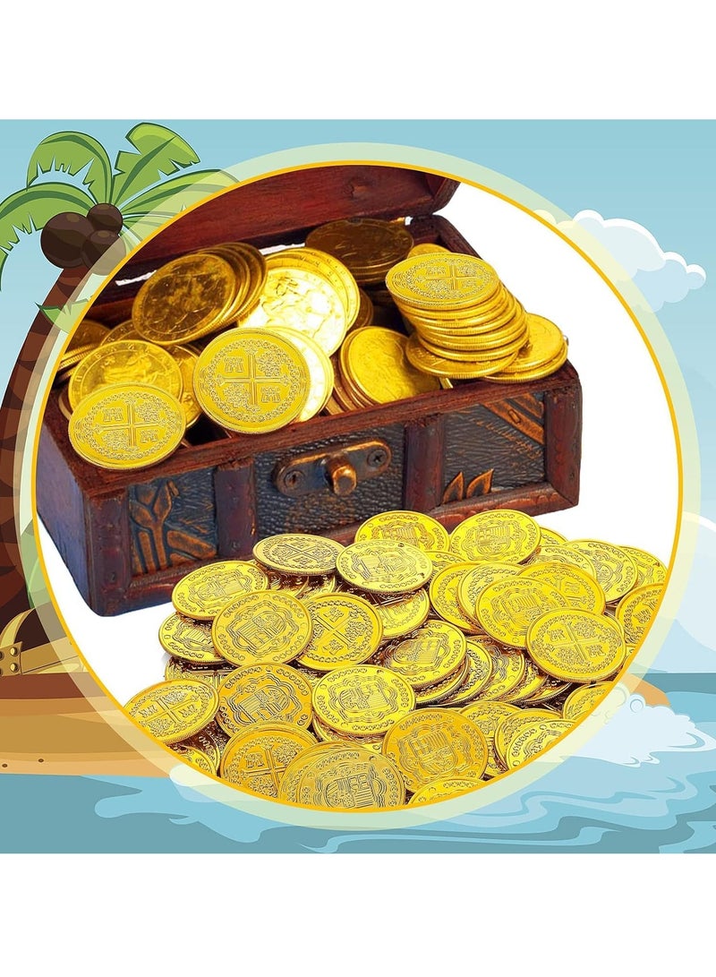 100 Pieces Pirate Coins Plastic Pirate Gold Coins Set Pirate Coins for Kids Treasure Hunt Coins Toys Fake Coins for Pirate Adventure Themed Event Birthday Party Props Decor - Image 3