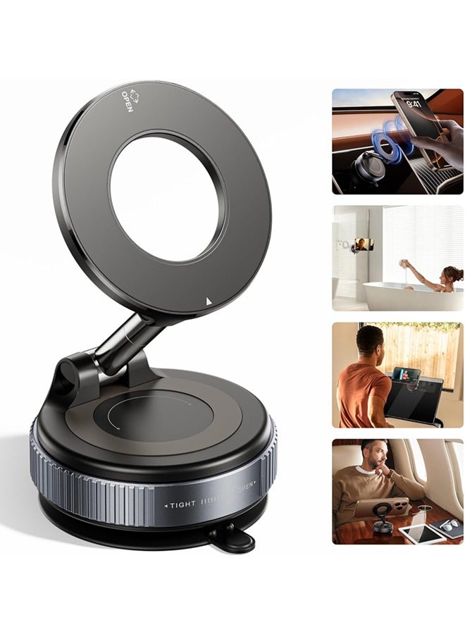 Strong Magnetic Car Phone Holder for MagSafe, Ultra Vacuum Suction Cup Phone Mount 360° Cell Phone Holders for Your Car Accessories for iPhone 16 15 14 13 12 Android - Image 1