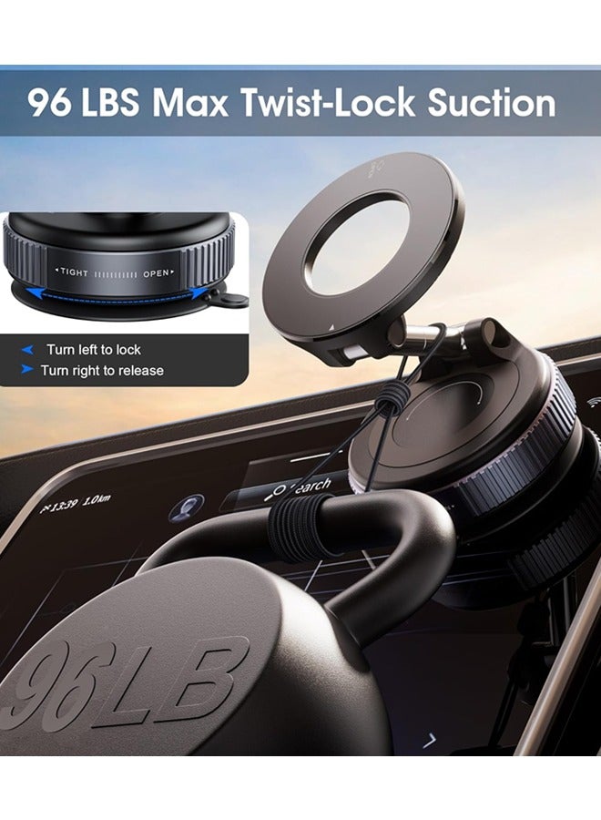 Strong Magnetic Car Phone Holder for MagSafe, Ultra Vacuum Suction Cup Phone Mount 360° Cell Phone Holders for Your Car Accessories for iPhone 16 15 14 13 12 Android - Image 4