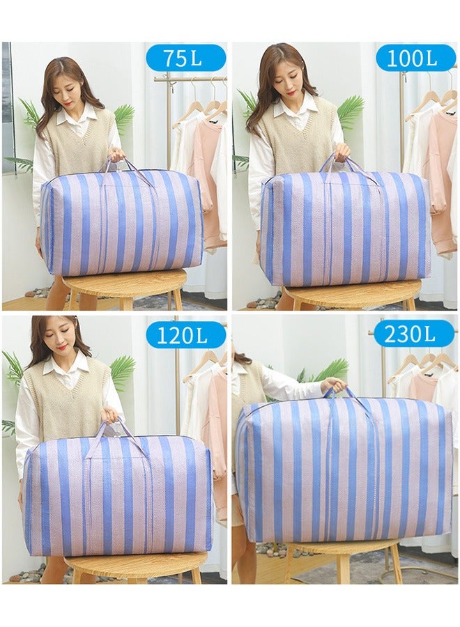 Magic Park 4-Piece Oversized Waterproof Storage Bag Blue Moving Bags with Strong Zippers with Carrying Handles Foldable Travel Duffle Bag  - Image 3