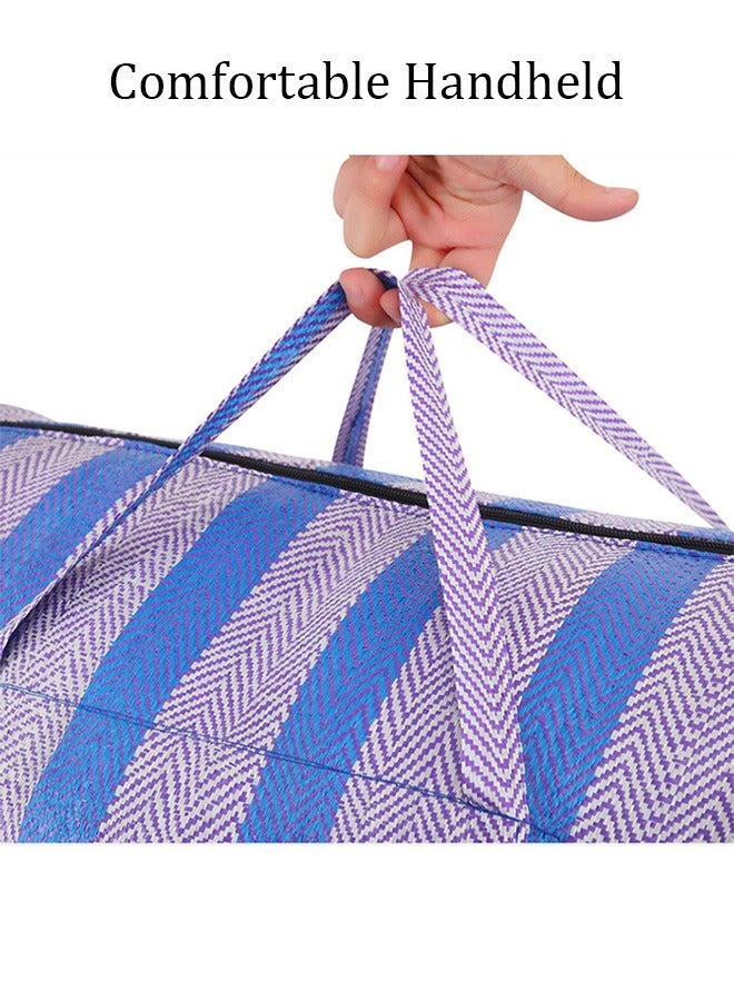 Magic Park 4-Piece Oversized Waterproof Storage Bag Blue Moving Bags with Strong Zippers with Carrying Handles Foldable Travel Duffle Bag  - Image 4