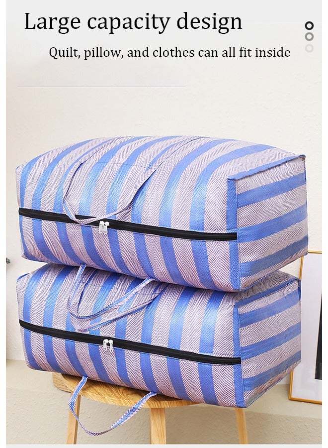 Magic Park 4-Piece Oversized Waterproof Storage Bag Blue Moving Bags with Strong Zippers with Carrying Handles Foldable Travel Duffle Bag  - Image 5